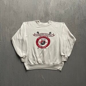 Vintage Graphic Raglan Sweatshirt Mens Large White 90s Bassett-Walker